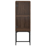 Side cabinet with glass door brown oak 35x37x100 cm