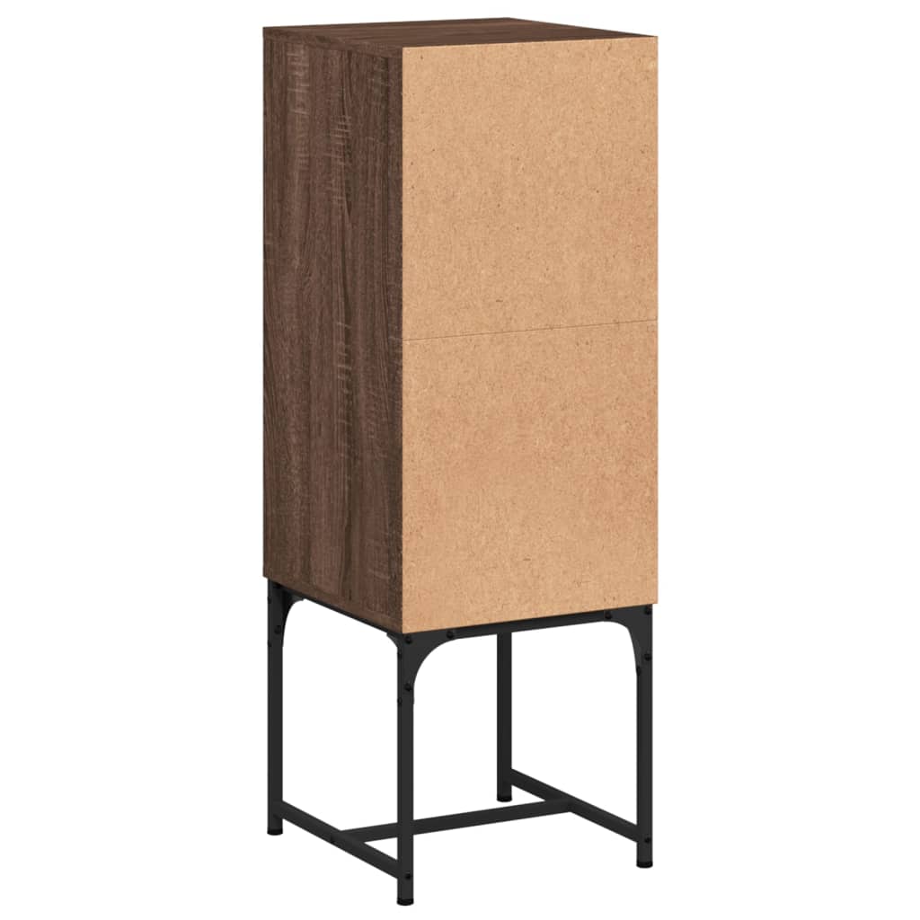 Side cabinet with glass door brown oak 35x37x100 cm