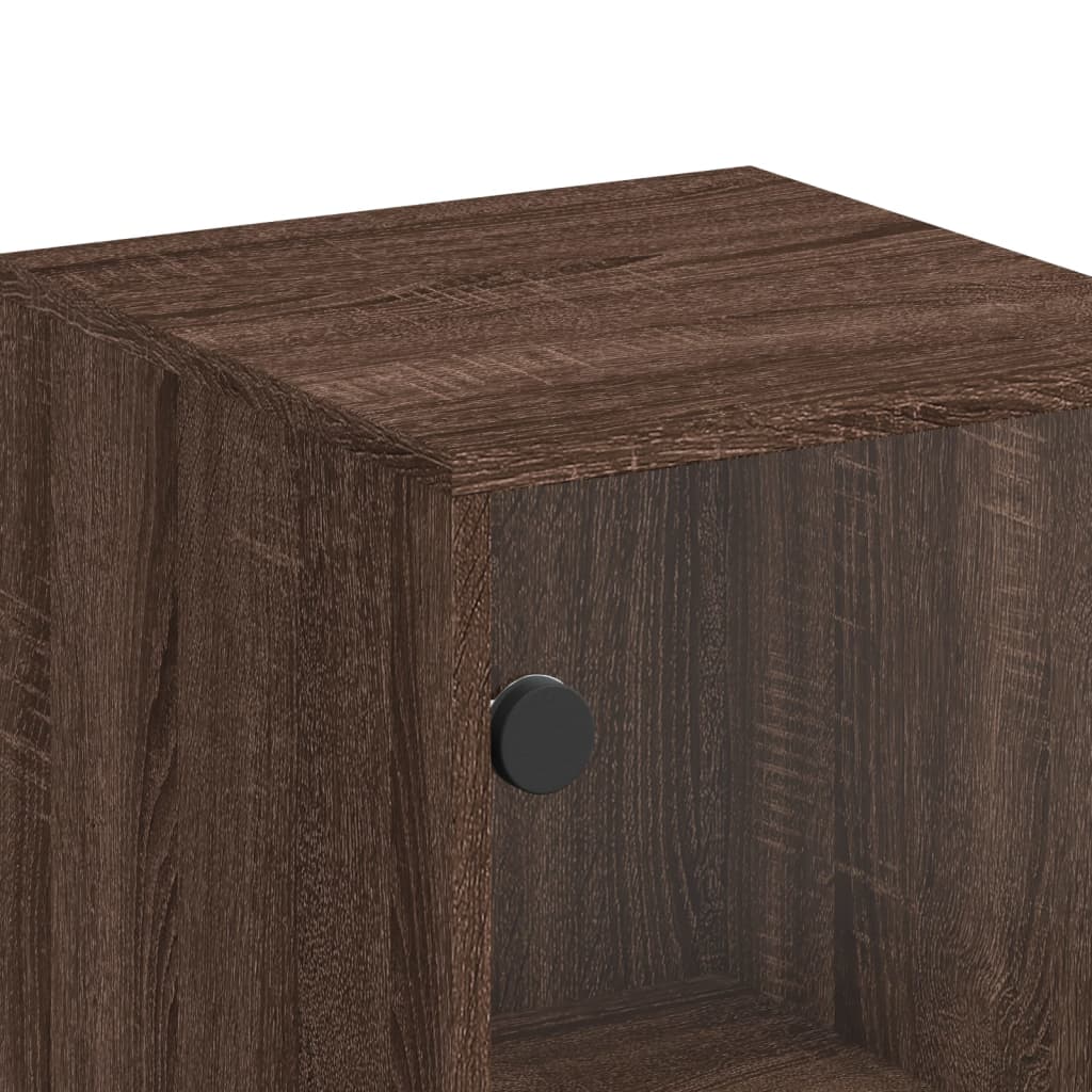 Side cabinet with glass door brown oak 35x37x100 cm