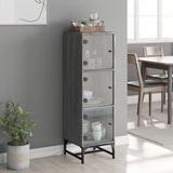 Buffet avec portes en verre sonoma gris 35x37x120 cm