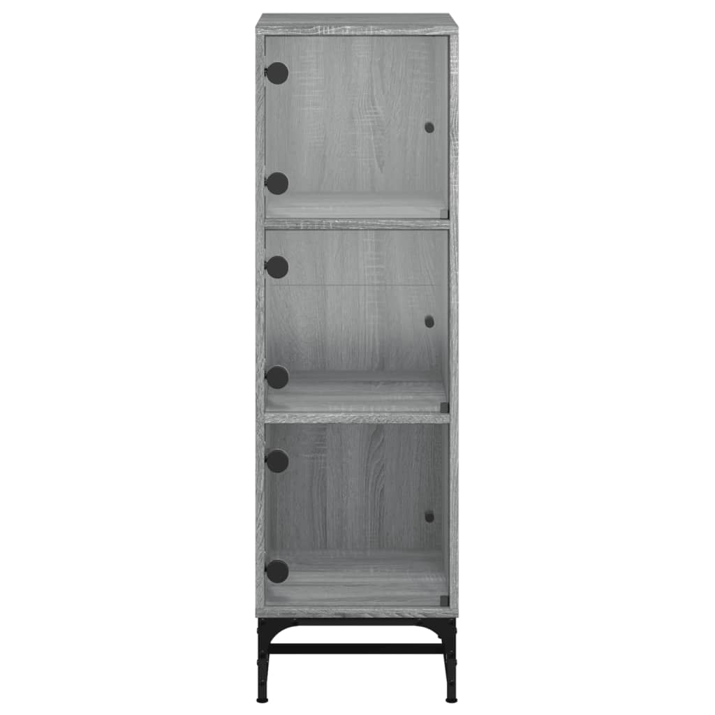 Buffet avec portes en verre sonoma gris 35x37x120 cm