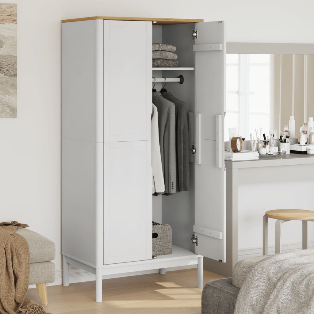 Garde-robe FLORO blanc 77x53x171 cm bois massif de pin