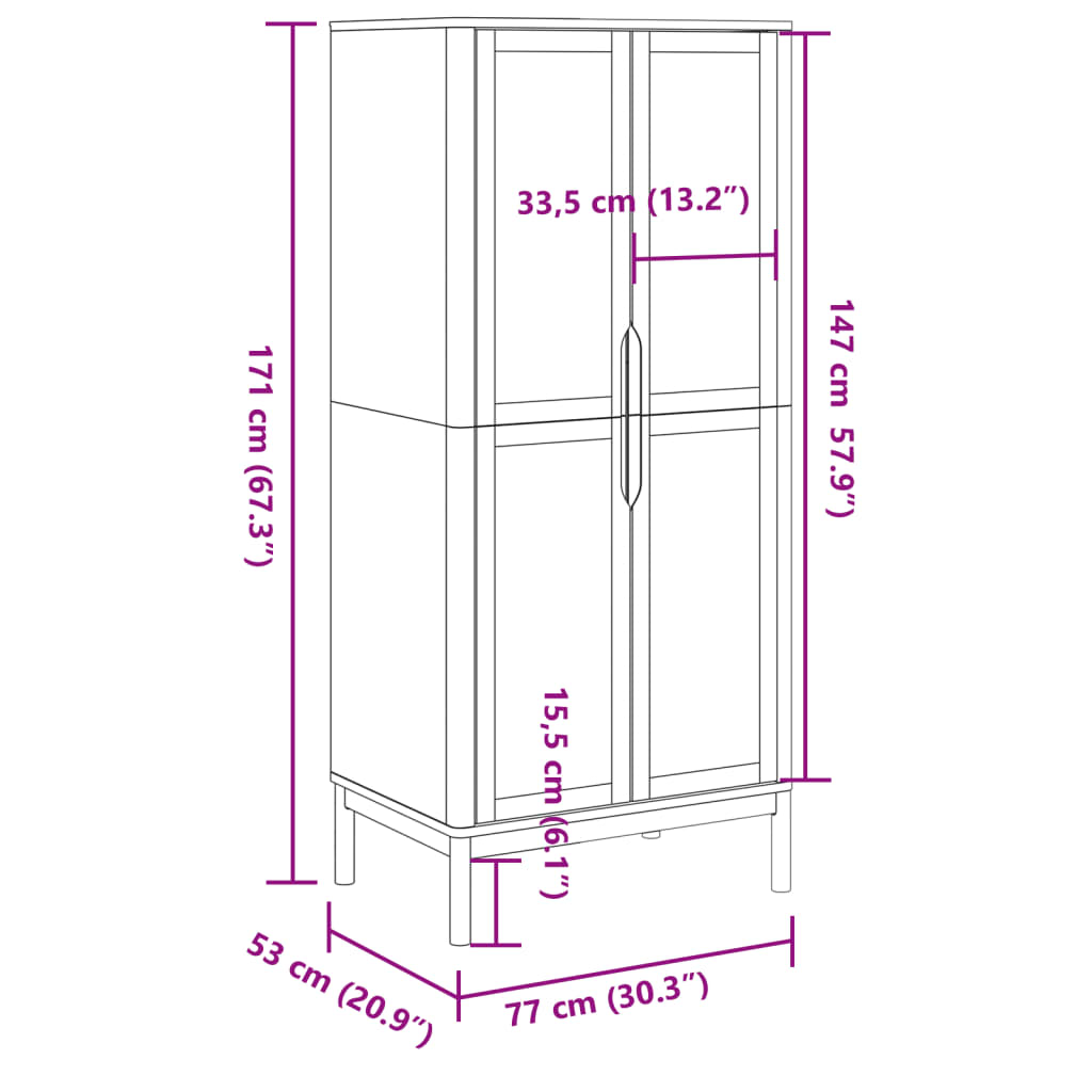 Garde-robe FLORO blanc 77x53x171 cm bois massif de pin