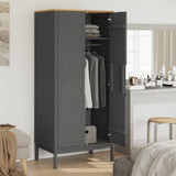 Garde-robe FLORO gris 77x53x171 cm bois massif de pin