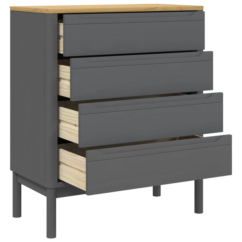 Commode FLORO gris bois de pin massif