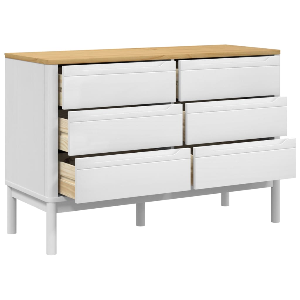 Commode FLORO blanc bois de pin massif