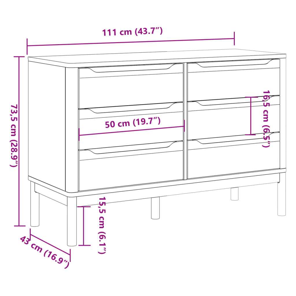 Commode FLORO gris bois de pin massif