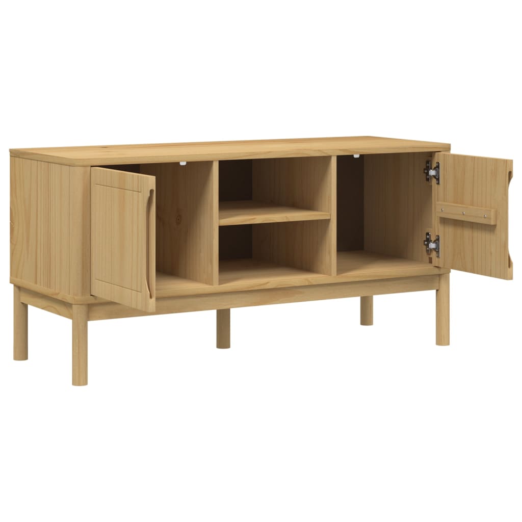 Meuble TV FLORO cire marron 114x43x55 cm bois massif de pin