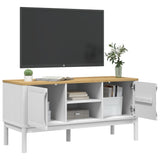 Meuble TV FLORO blanc 114x43x55 cm bois massif de pin