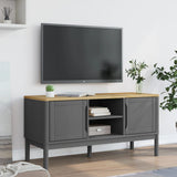 Meuble TV FLORO gris 114x43x55 cm bois massif de pin