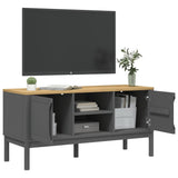 Meuble TV FLORO gris 114x43x55 cm bois massif de pin