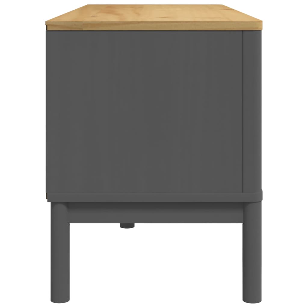 Meuble TV FLORO gris 114x43x55 cm bois massif de pin