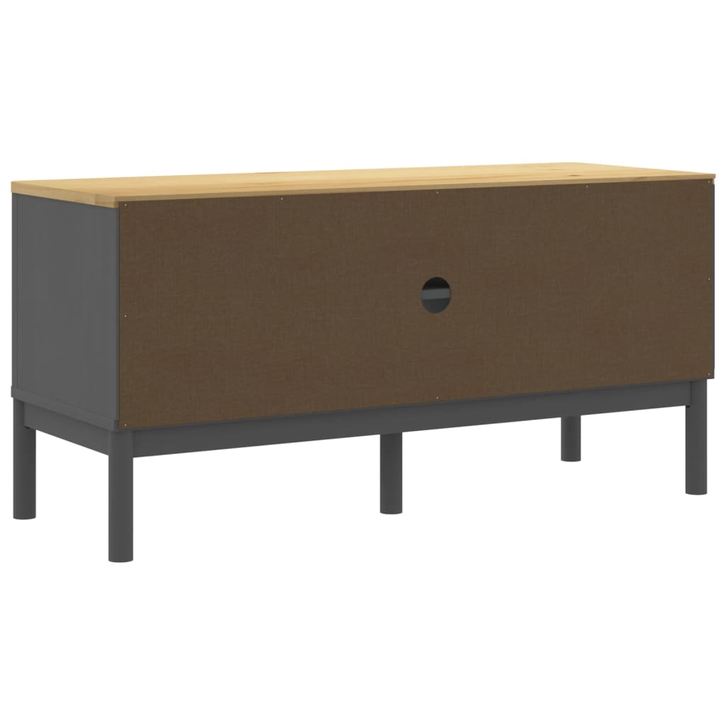 Meuble TV FLORO gris 114x43x55 cm bois massif de pin