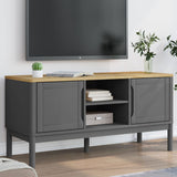 Meuble TV FLORO gris 114x43x55 cm bois massif de pin