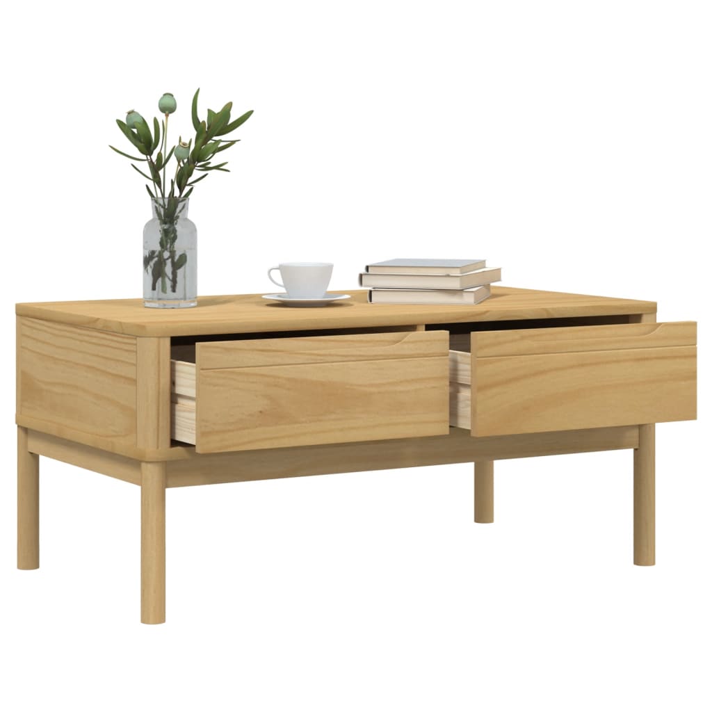 Table basse FLORO cire marron 99x55,5x45 cm bois massif de pin