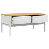 FLORO Couchtisch weiß 99x55,5x45 cm massives Kiefernholz