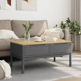 FLORO Couchtisch grau 99x55,5x45 cm massives Kiefernholz