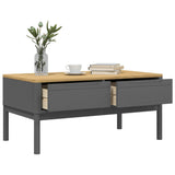 FLORO Couchtisch grau 99x55,5x45 cm massives Kiefernholz