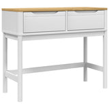 Table console FLORO blanc 89,5x36,5x73 cm bois de pin massif