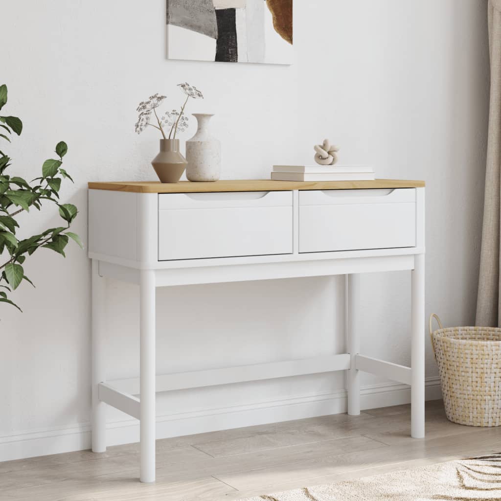 FLORO white console table 89.5x36.5x73 cm solid pine wood