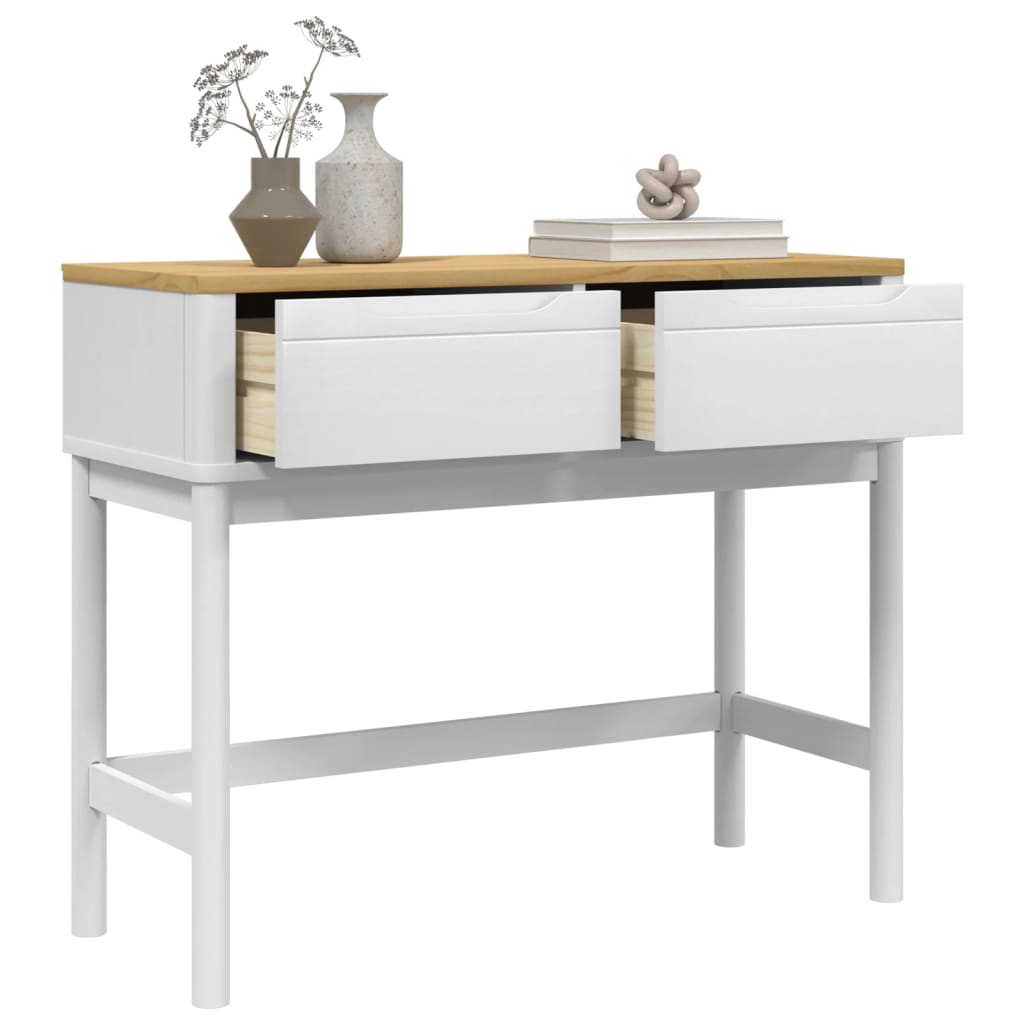 FLORO white console table 89.5x36.5x73 cm solid pine wood