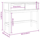 Table console FLORO gris 89,5x36,5x73 cm bois de pin massif