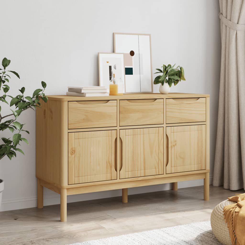 FLORO sideboard waxed brown 114x43x74 cm solid pine wood