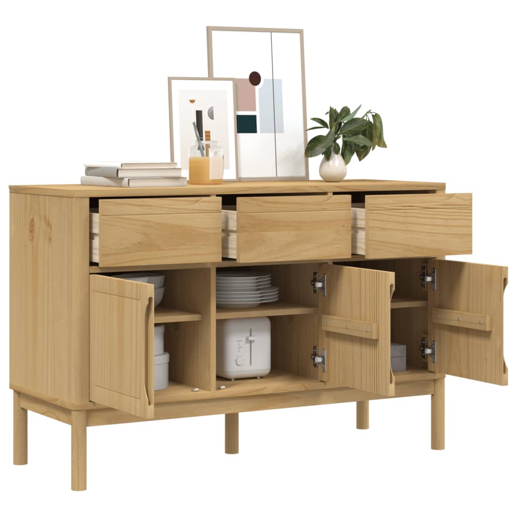 FLORO sideboard waxed brown 114x43x74 cm solid pine wood