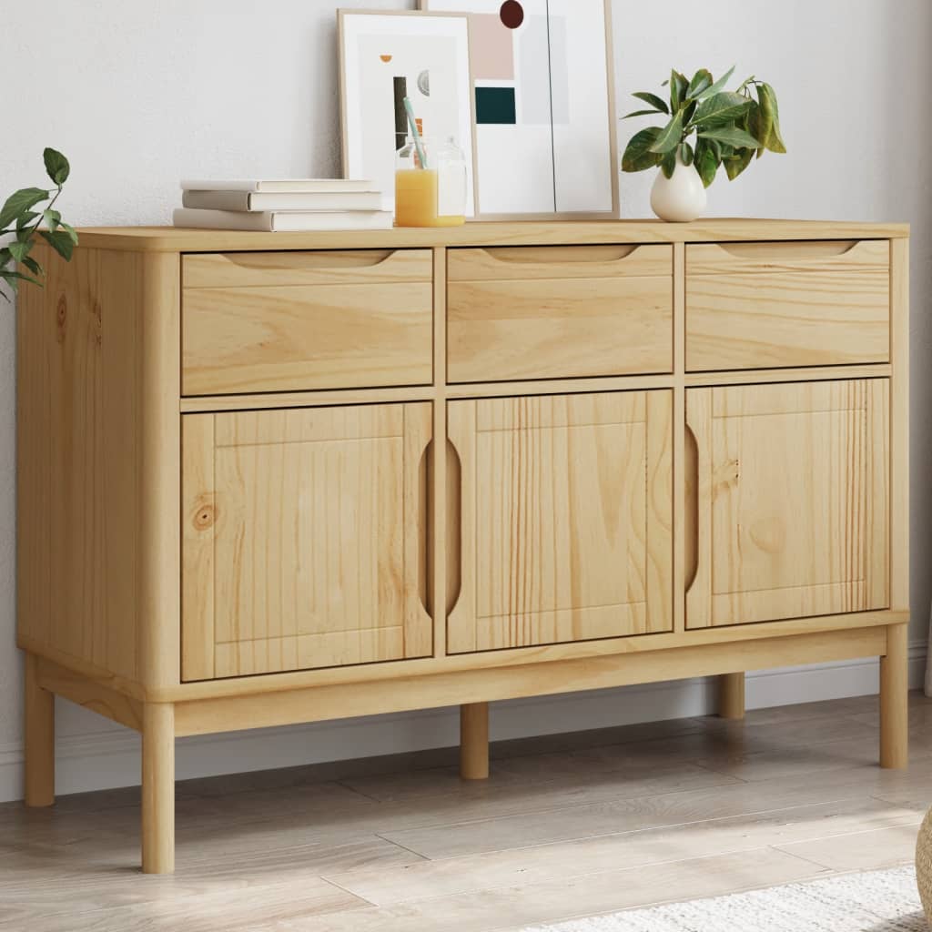 FLORO sideboard waxed brown 114x43x74 cm solid pine wood