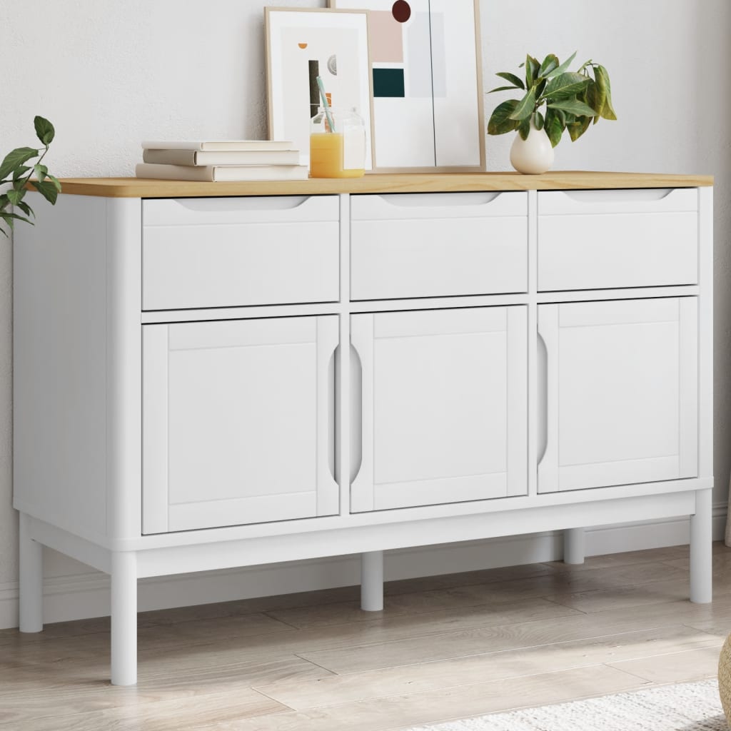 FLORO white sideboard 114x43x74 cm solid pine wood