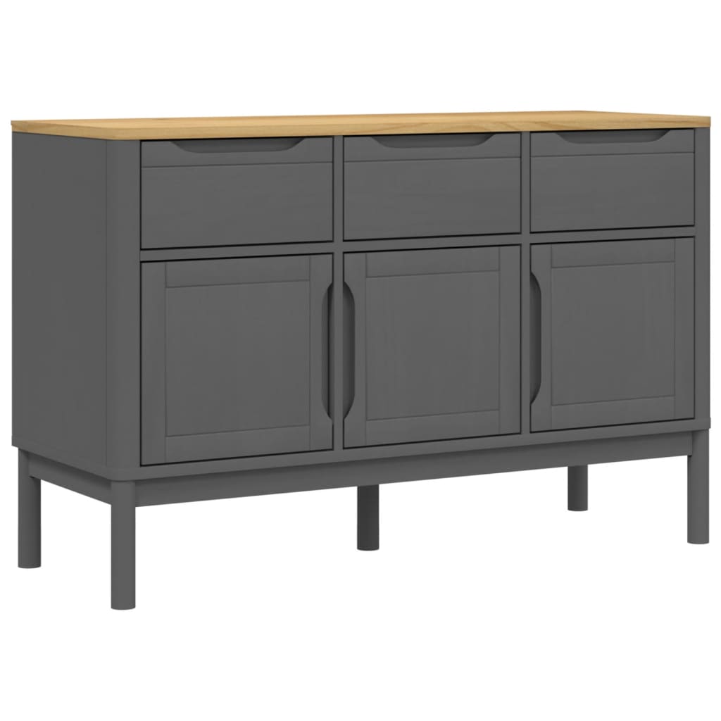 FLORO graues Sideboard 114x43x74 cm aus massivem Kiefernholz