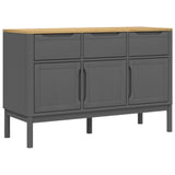 FLORO graues Sideboard 114x43x74 cm aus massivem Kiefernholz