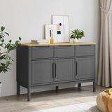 FLORO graues Sideboard 114x43x74 cm aus massivem Kiefernholz