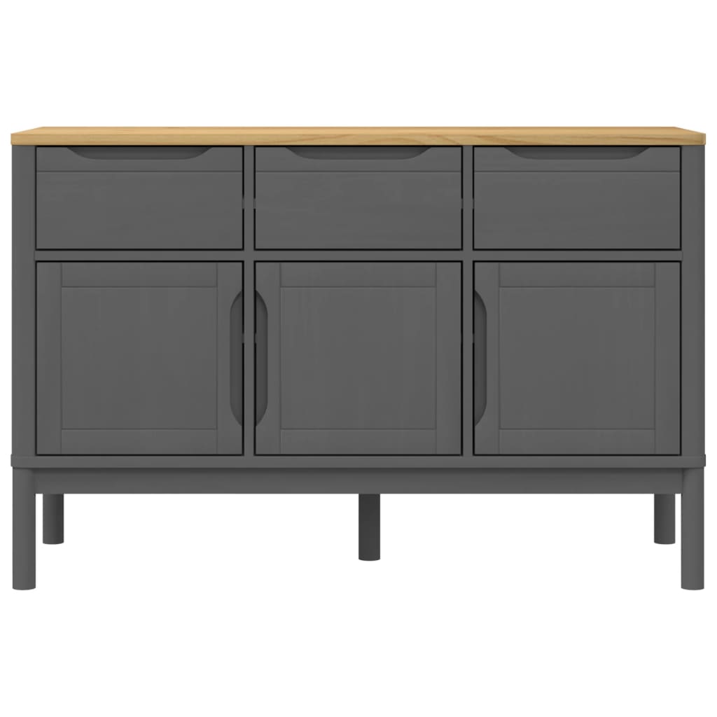 FLORO graues Sideboard 114x43x74 cm aus massivem Kiefernholz