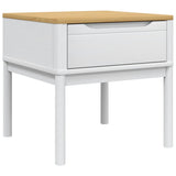 FLORO white bedside table 55x55x54 cm solid pine wood