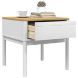 FLORO white bedside table 55x55x54 cm solid pine wood