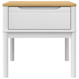 FLORO white bedside table 55x55x54 cm solid pine wood