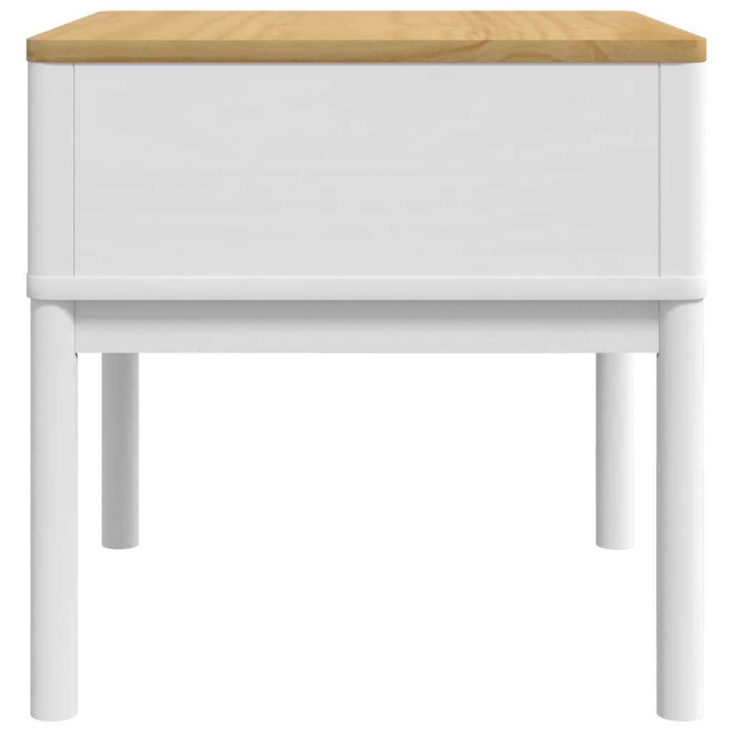 FLORO white bedside table 55x55x54 cm solid pine wood