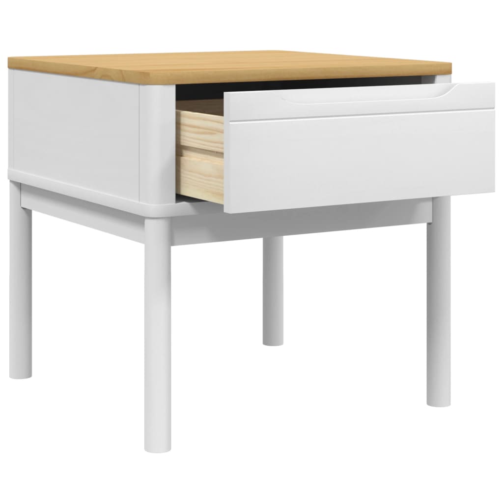 FLORO white bedside table 55x55x54 cm solid pine wood