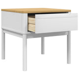 Table de chevet FLORO blanc 55x55x54 cm bois de pin massif