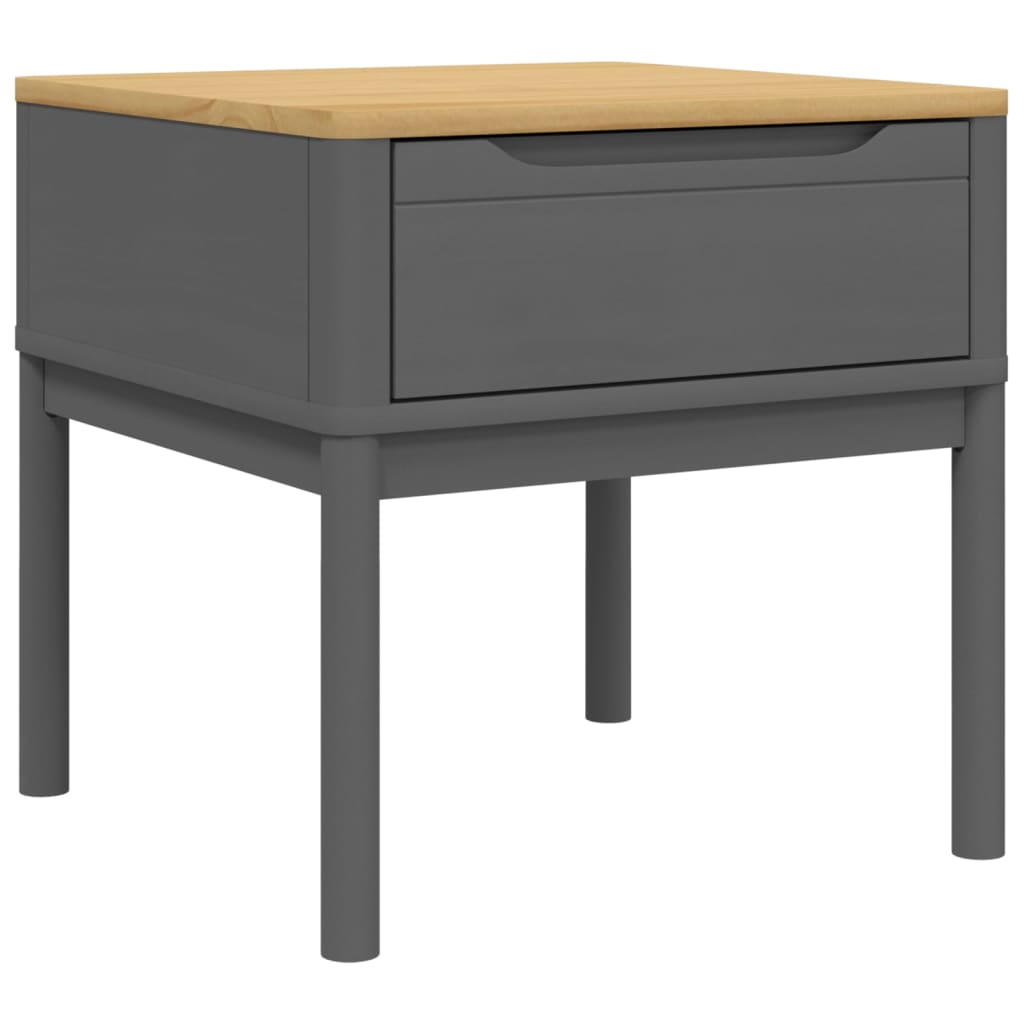 Table de chevet FLORO gris 55x55x54 cm bois de pin massif