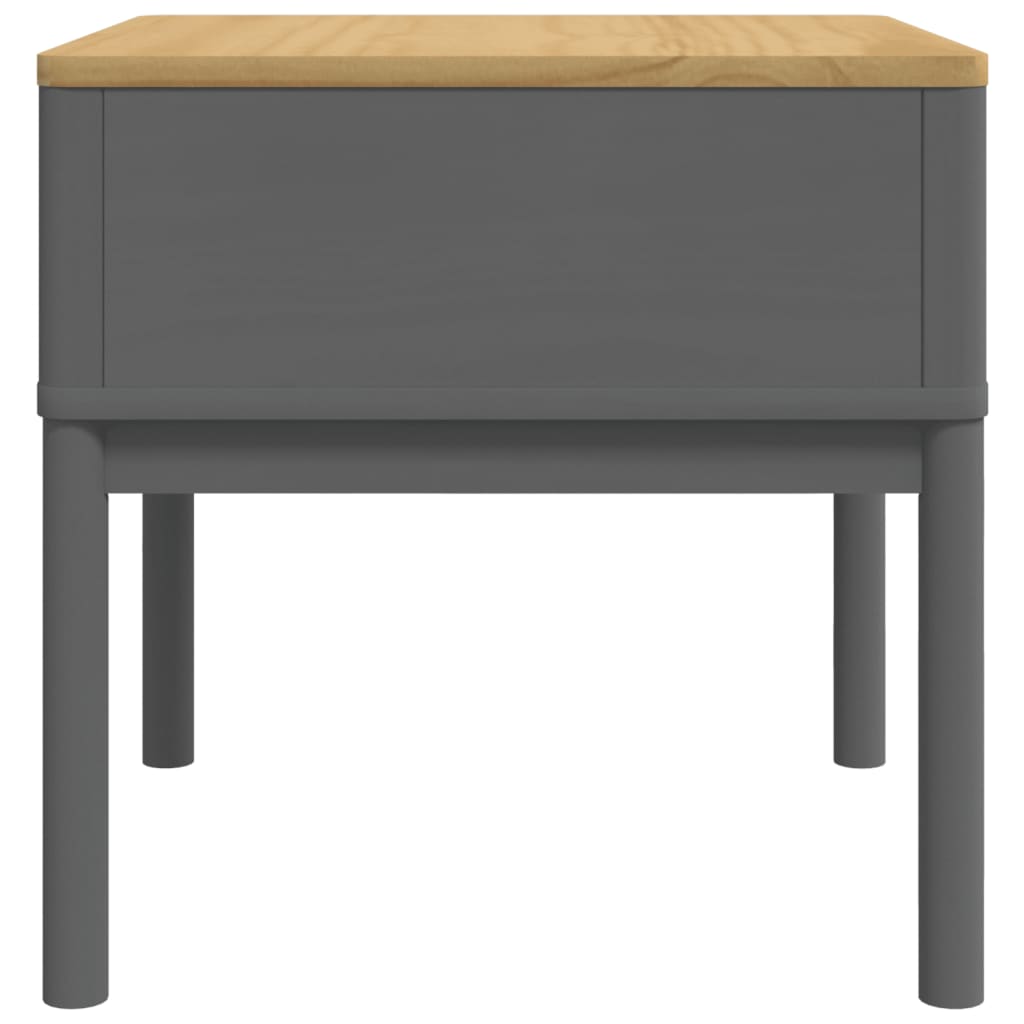 FLORO grey bedside table 55x55x54 cm solid pine wood