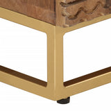 Table de chevet 40x30x50 cm bois massif manguier et fer