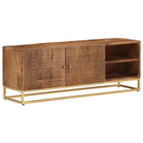 Meuble TV 110x30x40 cm bois massif de manguier et fer