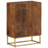 Buffet noir 55x30x76 cm bois massif de manguier et fer