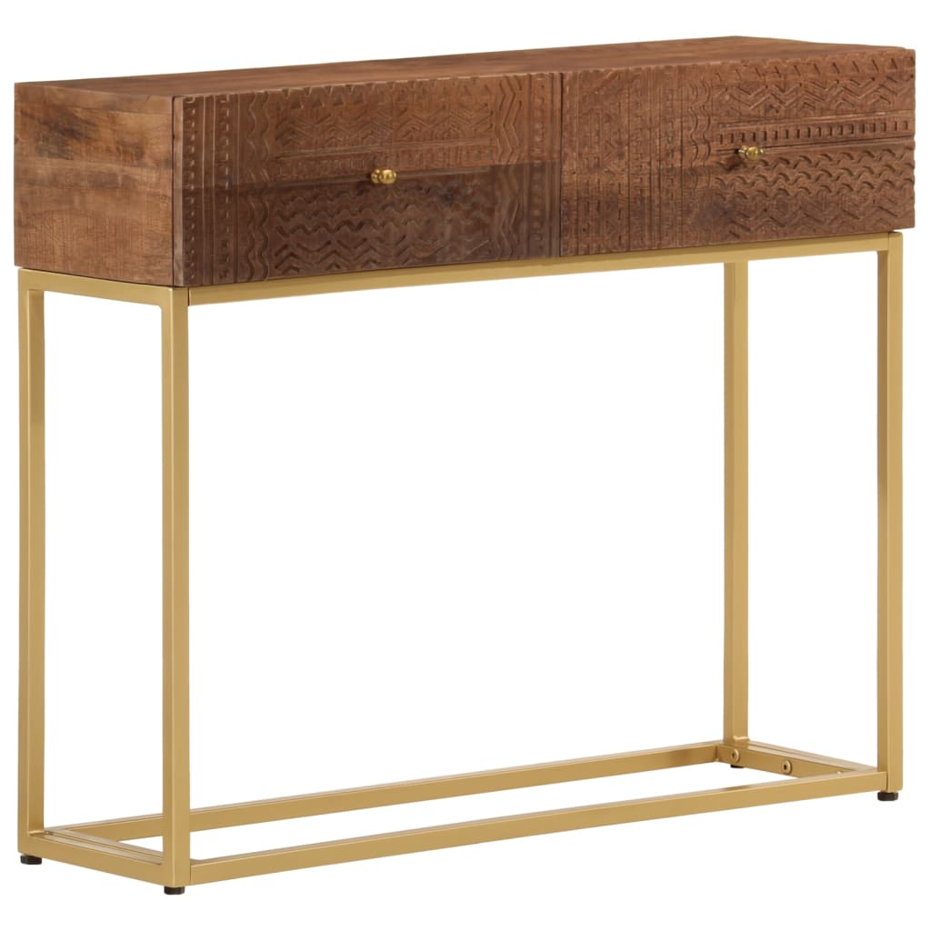 Table console 90x30x76 cm bois massif de manguier et fer