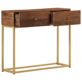 Table console 90x30x76 cm bois massif de manguier et fer