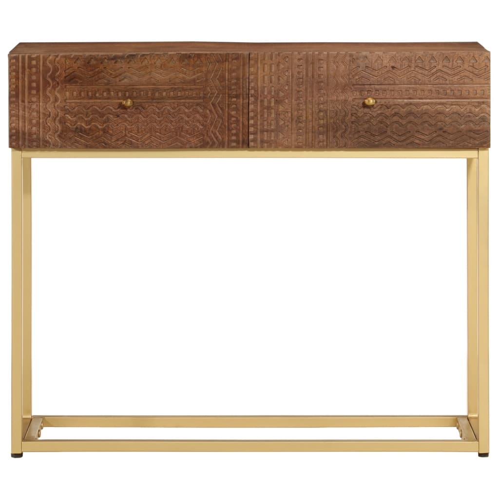 Table console 90x30x76 cm bois massif de manguier et fer