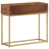 Table console 90x30x76 cm bois massif de manguier et fer