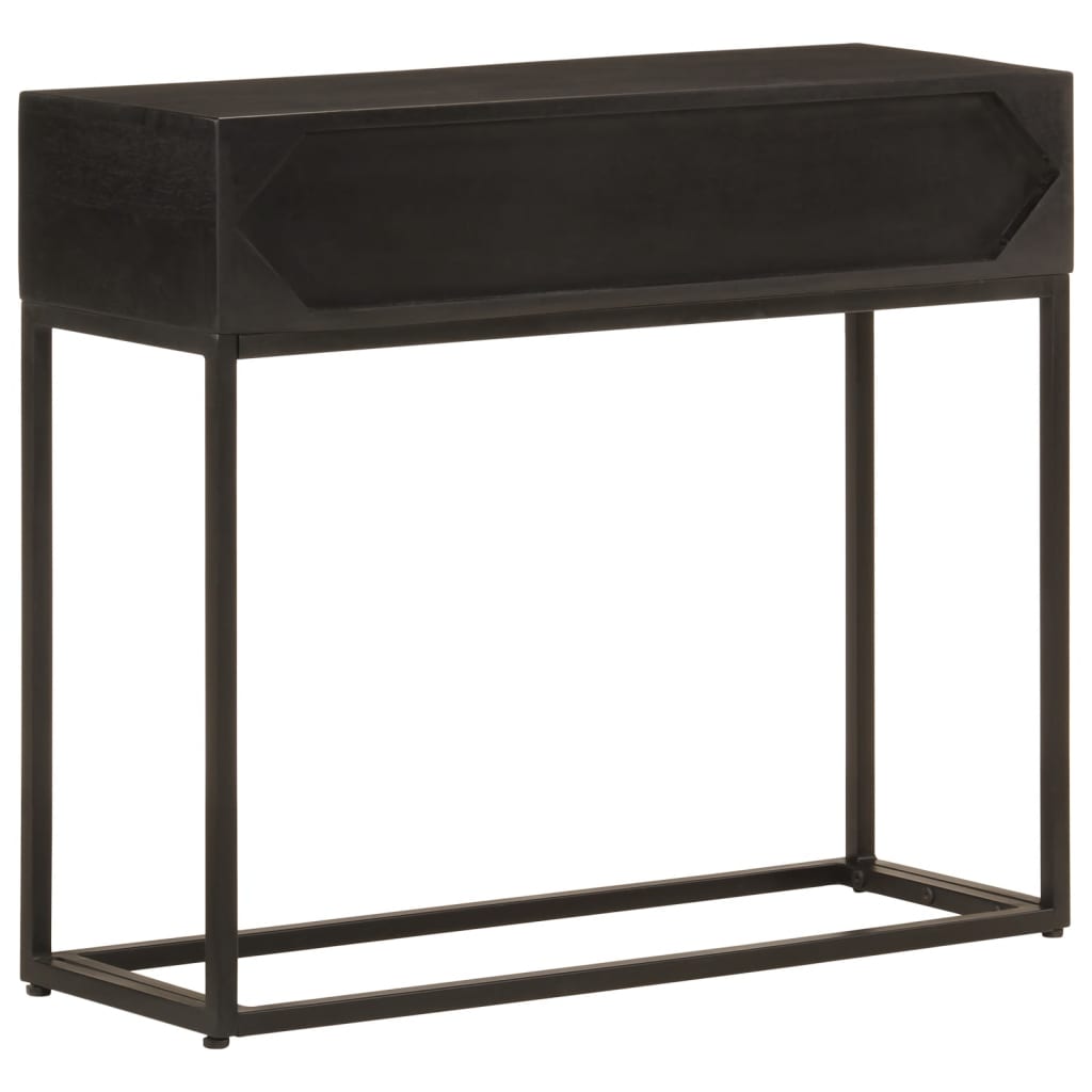 Table console noir 90x30x76 cm bois massif de manguier et fer